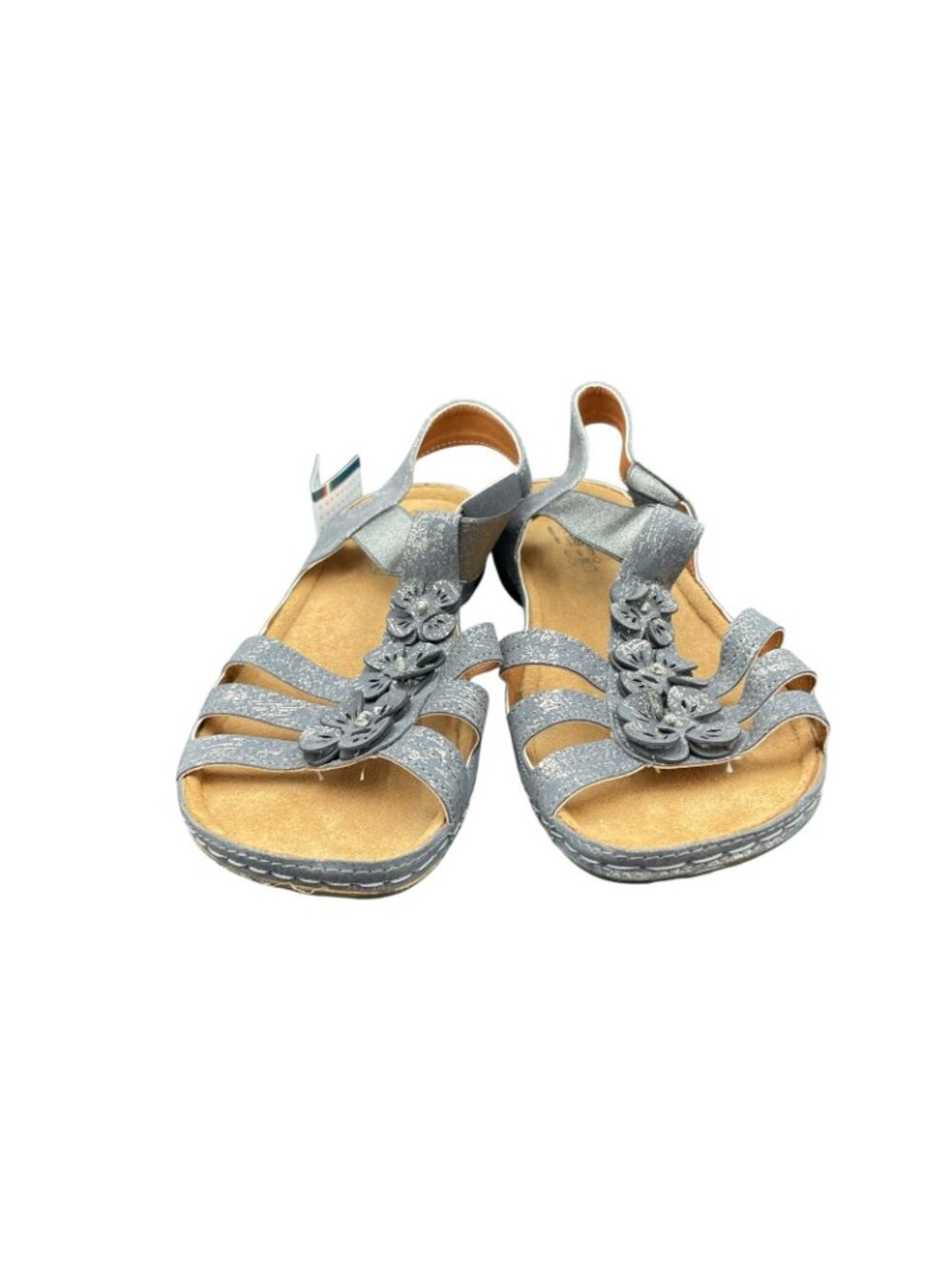 Flexus by Spring Step Sandals Women's 41 US 11 Blue Metallic Floral Comfort NWT - Picture 2 of 8